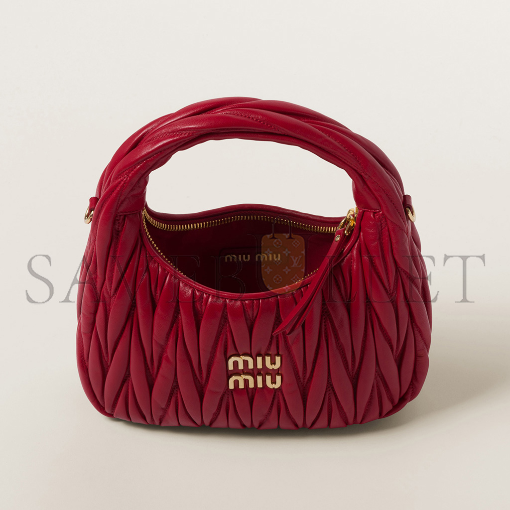 MIU MIU WANDER MATELASSÉ NAPPA LEATHER HOBO BAG 5BC125 (20*17*6cm)